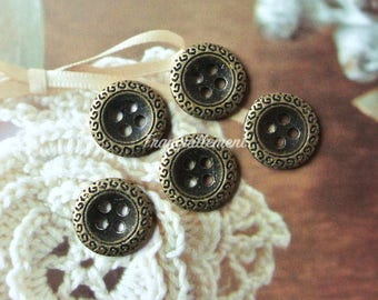 5 Smal Mini Retro Vintage Style Bronze Steampunk Crown Shirt Wedding Jacket Coat Sweater Metal Buttons 0.5 Inches / 1.2 cm