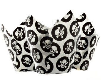 Skull & Cross Bones Pirate Muffin Tulip Wraps x24