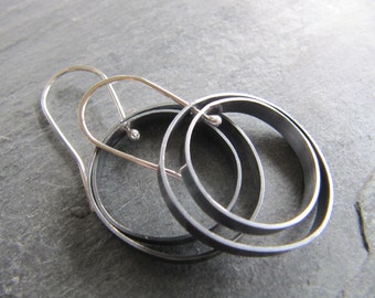 Silver Orbit Earrings in Oxidized Sterling Silver