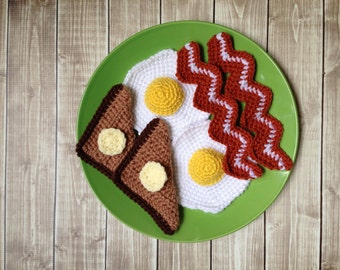Kid's Play Food Set, Bacon Eggs and Toast Pretend Food