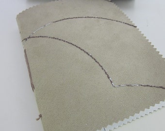 Small Embroidered Faux Suede Handstitched Wallpaper Notebook