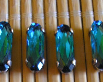 Oval cabochon Crystal indicolite blue Swarovski 15 x 5 mm 2 holes