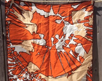 1960s Orange Vintage Silk Scarf by Paoli - retro silk scarf, 60s scarf, square scarf, Italian silk, womans accesories, abstract design