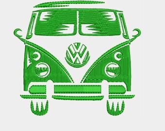 VW Volkswagen Bus Van Embroidery Design - Instant Download Filled Stitches Embroidery Design 880