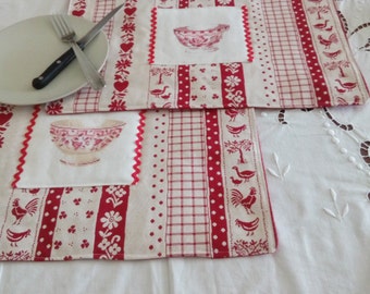 set of 2 placemats fabric (embroidery digoin) price mother!