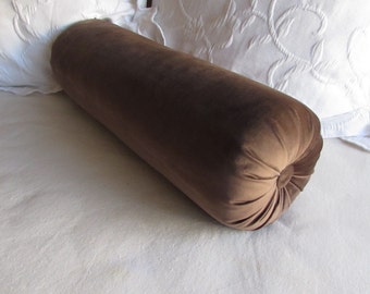 BROWN VELVET decorative Bolster Pillow 7x22
