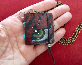 Leather journal necklace