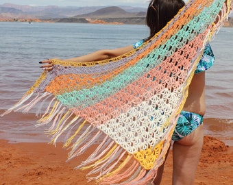 Boho chic wrap shawl - festival shawl