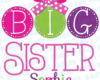Personalized Big Brother Big Sister Iron on Transfer Dots Big Brother Big Sister Little Sister Bow Mustache Baby Announcement Heat Transfer