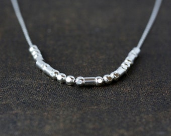 Custom Morse Code Necklace, Secret Message Jewelry, Personalized Gift for Her, 14k Gold Filled or Sterling Silver Handmade Jewelry