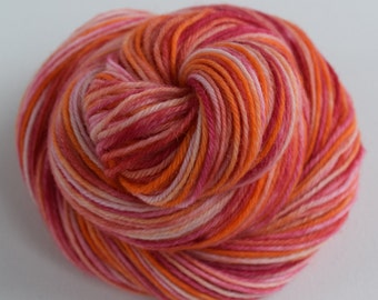 Hand Dyed Yarn, Super-wash Merino, Grapefruit.