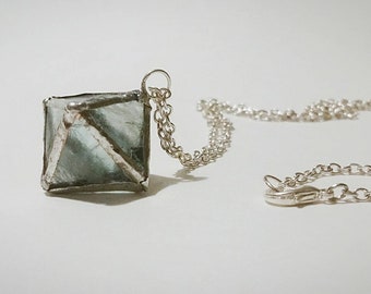 Raw Green Fluorite Octahedron Necklace