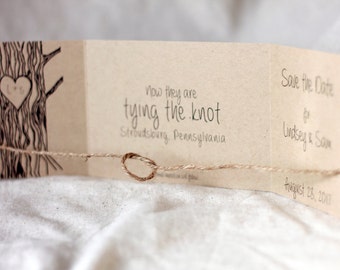 Tying the Knot Save the Date, Tie the Knot Invitation, rustic, Tree with Heart, Tie the Knot Save the Date, Rustic Save the Date set of 85