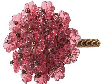 Knob Pink Flower Beads/Shabby Chic Knob/Dresser Knobs/Crystal Knob/Crystal Drawer Pull/Cottage Chic/Crystal Knob Pull Handle/Knob/Pull/16169