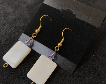 White Rectangle Dangle Earrings