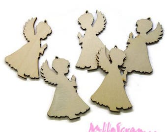 Set of 5 Angels Christmas wood scrapbooking cardmaking jewelry *.