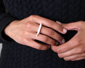 Linear Collection - Ring - sterling silver contemporary jewelry abstract urban geometric minimal line stackable