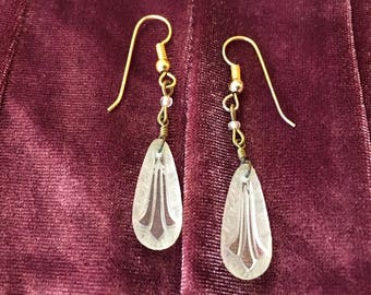 Carved Glass Earrings