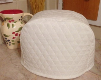 8 Inch Tall Toaster Cover 2 Slice White Quilted Fabric Kitchen Small Appliance Cover Ready to Ship Next Business Day