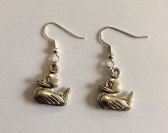 Ducks silver-colored earrings