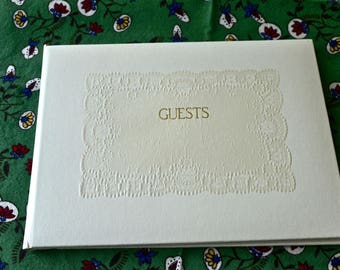 Vintage Wedding Guest Book. Off White Embossed Guest Book. New Old Stock. VBK24