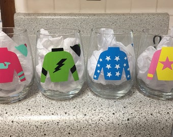 Talk Derby to Me - Set of 4 Stemless Wine Glasses