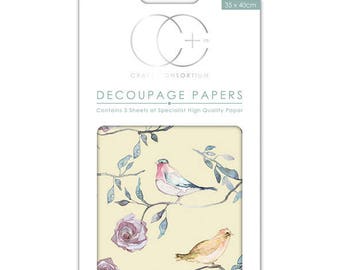 Paper patch (3 sheets) birds - yellow background CCDECP071