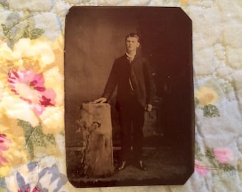 Vintage Tin Type Photo - Young Man