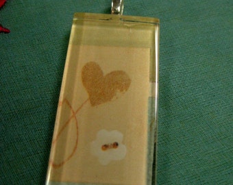 Recycled Wallpaper and Glass Pendant - Country Colors - Modern Look