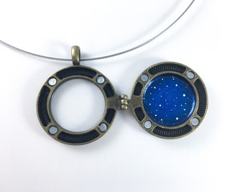 Tiny Sky - hand painted locket necklace