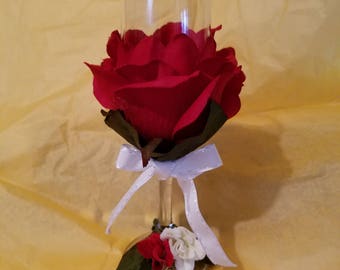 Homemade rose champagne flute