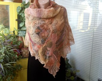 Nunofelted scarf Felted scarf Wool Silk Women's scarf Wool and silk scarf TSVETANKAPETROVA1949