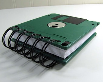 Floppy Disk Notebook JUMBO Forest Green Computer Disk Recycled Geek Gear Blank Mini 125 sheets