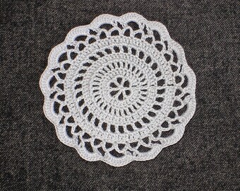 New Handmade Crocheted "Elegance" Coaster/Doily in Silver