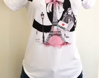 Paris chanel woman t-shirt Statement Tee,Graphic Tee, Statement T-shirt,Graphic Tshirt