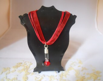 Customized Writing on Rice - Lady Bug Ribbon Necklace