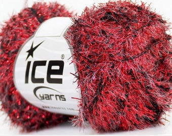 ICE VEGA GLITZ red and Black wool 50 g fingering 3 54