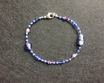 Blue and purple bead bracelet