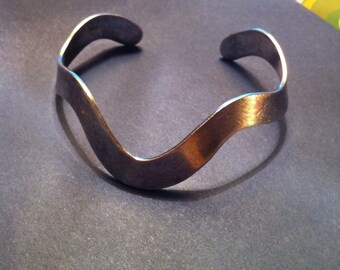 Bangle 925 sterling silver wavy lace-up, vintage late ' 80
