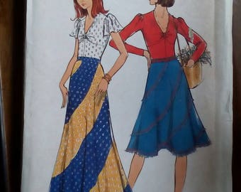 1970s Top & Skirt - 36" Bust - Butterick 3555 - Vintage Retro Sewing Pattern