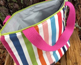 Striped Insulated Lunch Bag