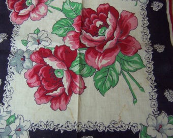 pink flowers with navy blue hanky