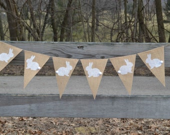 Bunny Banner .. Burlap Banner .. Easter Banner .. Easter Decoration