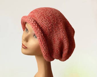 Slouchy Beanie Hat - Slouchy Dreadlock Hat - Oversized Beanie Hat - Slouchy Hat - Women Hat - Slouchy Pink Hat - Natural Fiber Hat