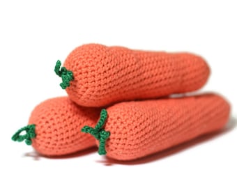 Crochet Carrot Play Food Crochet vegetables Kitchen decor Montessori toys Kids Toy Play Kitchen food Toys for toddlers Eco friendly