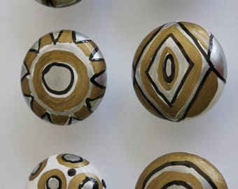 6 SILVER and GOLD large unique hand paints