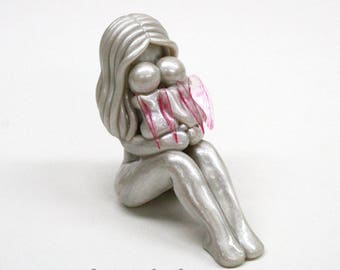 Mother and Twins with Butterfly or Angel Wings sculpture - child loss memorial - twin angel or twinless twin keepsake - made to order