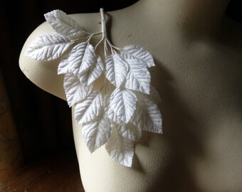 Soft White Velvet Leaves for Bridal, Ballet, Boutonierres, Headbands, Millinery, Costume Design ML 56