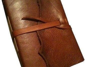 REAL LEATHER JOURNAL Brown Rustic Winged Hand Torn Personalized Leather Journal Sketchbook Notebook Travel Gift Journal in Bronzed Bourbon