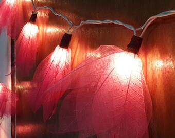 string lights pink leaf bodhi 20 flowers handmade string light party patio fairy decor wedding